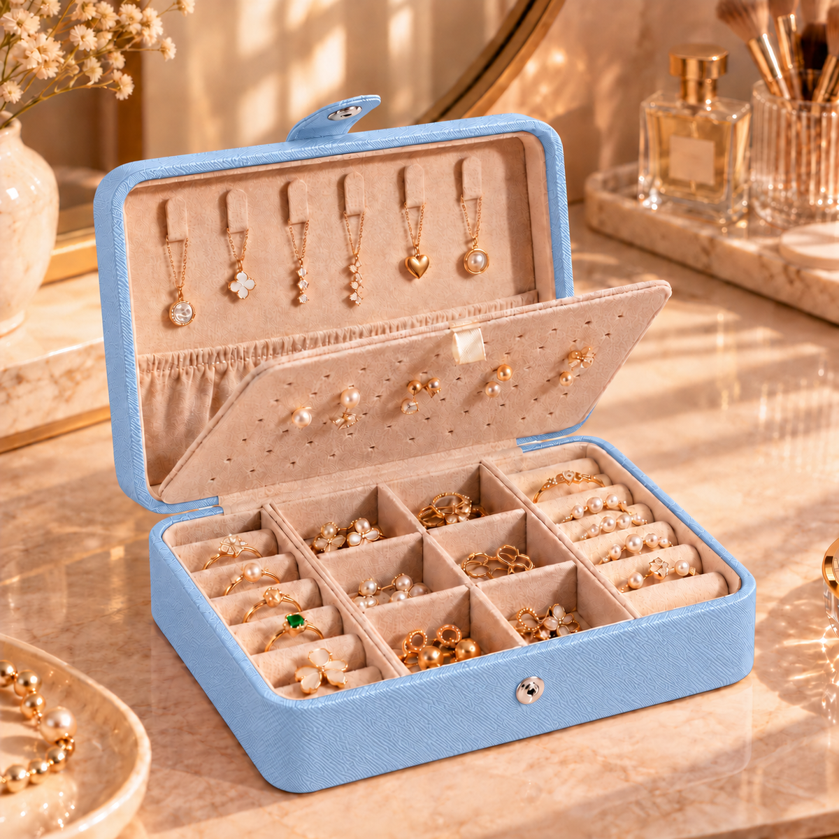 Grande boîte à bijoux compartimentée