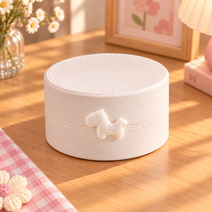 Boîte à bijoux ronde enfant avec nœud décoratif