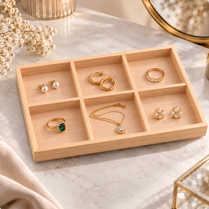 Plateau à bijoux en bois compartimenté