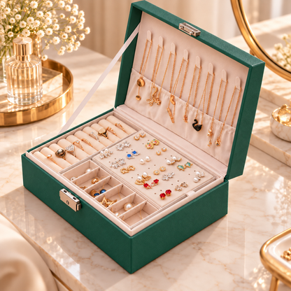 Boîte à bijoux en bois compartimentée noire