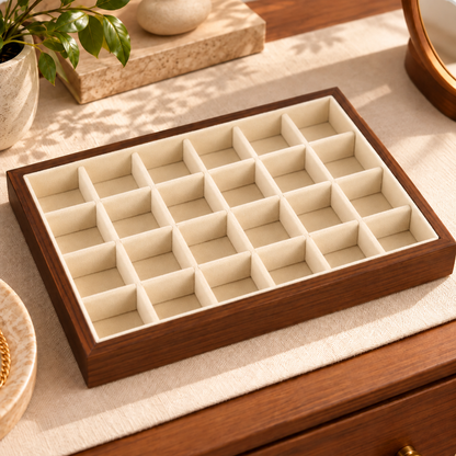 Plateau à bijoux en bois compartimenté