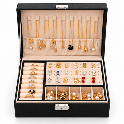 Coffret compartimenté pour ranger colliers, bagues et boucles d’oreilles