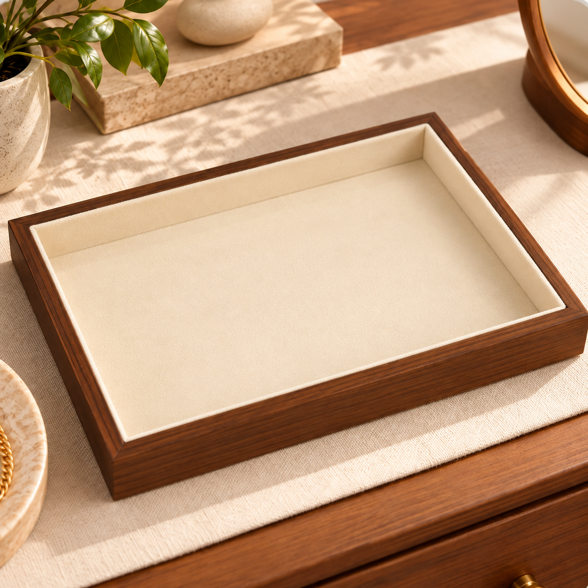 Plateau à bijoux en bois compartimenté