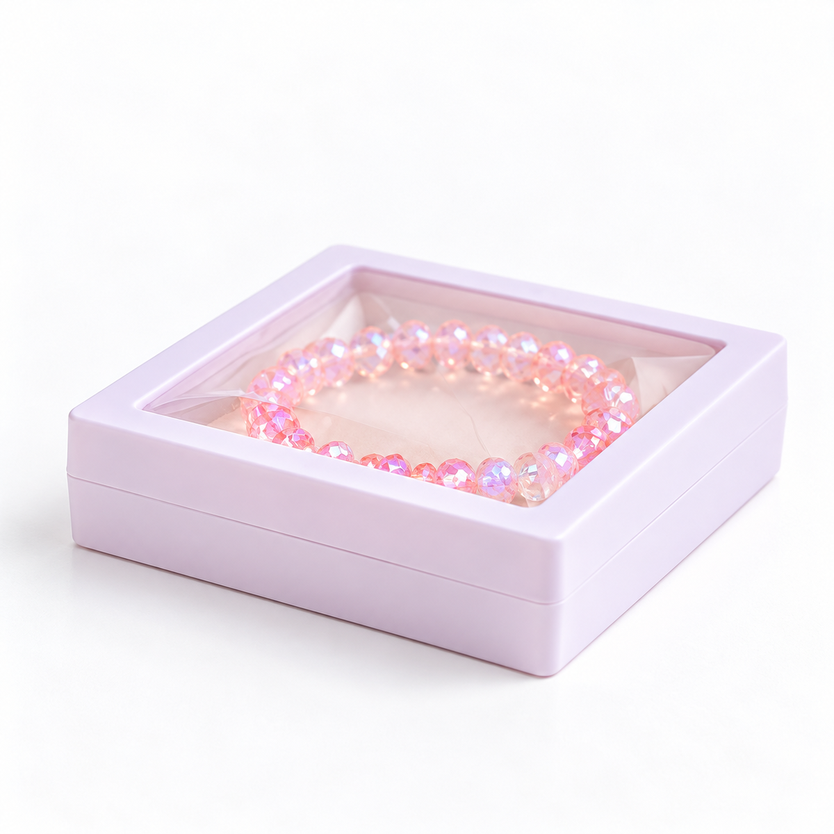 Écrin individuel blanc pour bracelet avec couvercle transparent