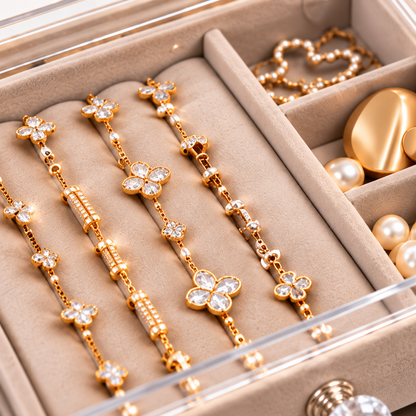 Compartiment beige pour ranger bracelets et bijoux délicats