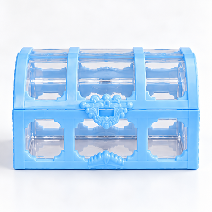 Coffret à bijoux enfant transparent bleu avec fermoir décoratif